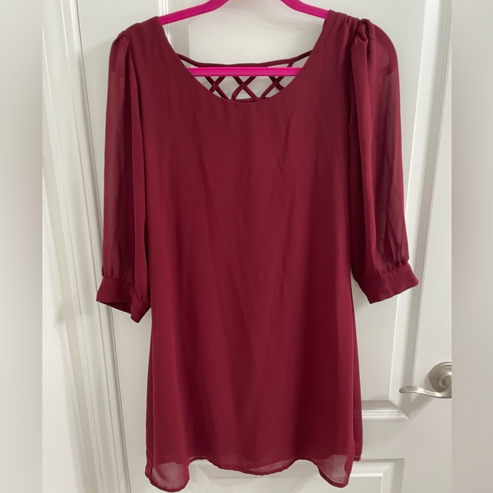 Francescas maroon/red long sleeve mini dress